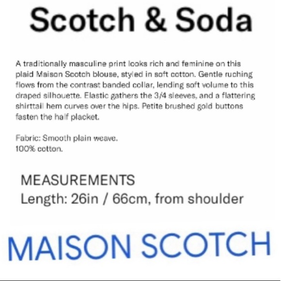 Masion Scotch  Pretty & Plaid 3/4 Sleeve Top. (M) - Picture 6 of 16